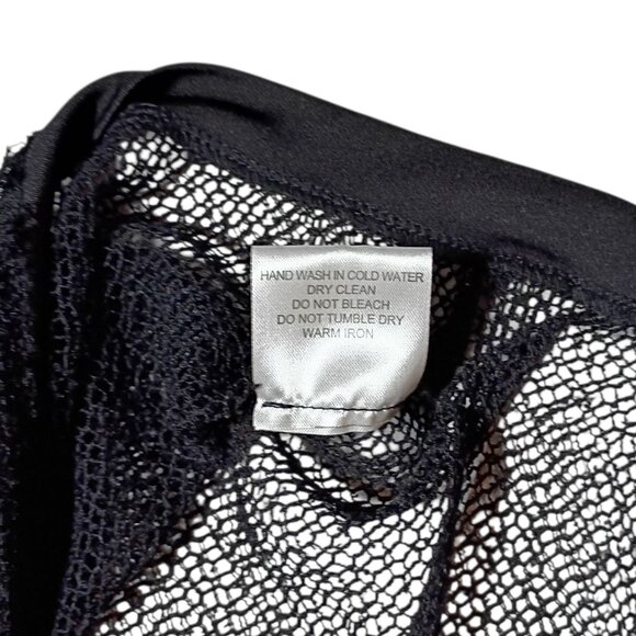 One7Six Elegant Black Mesh Top Sheer Long Sleeve Evening Blouse M - Picture 5 of 10